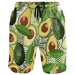 visesunny Men's Avocado Palm Leaf Print Beach