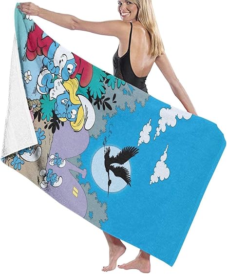 Amazon Co Jp Yongenee スマーフ バスタオル 薄い通気 大判 ふわふわプール 海水浴 旅行用タオル ソフト おしゃれ ホーム キッチン