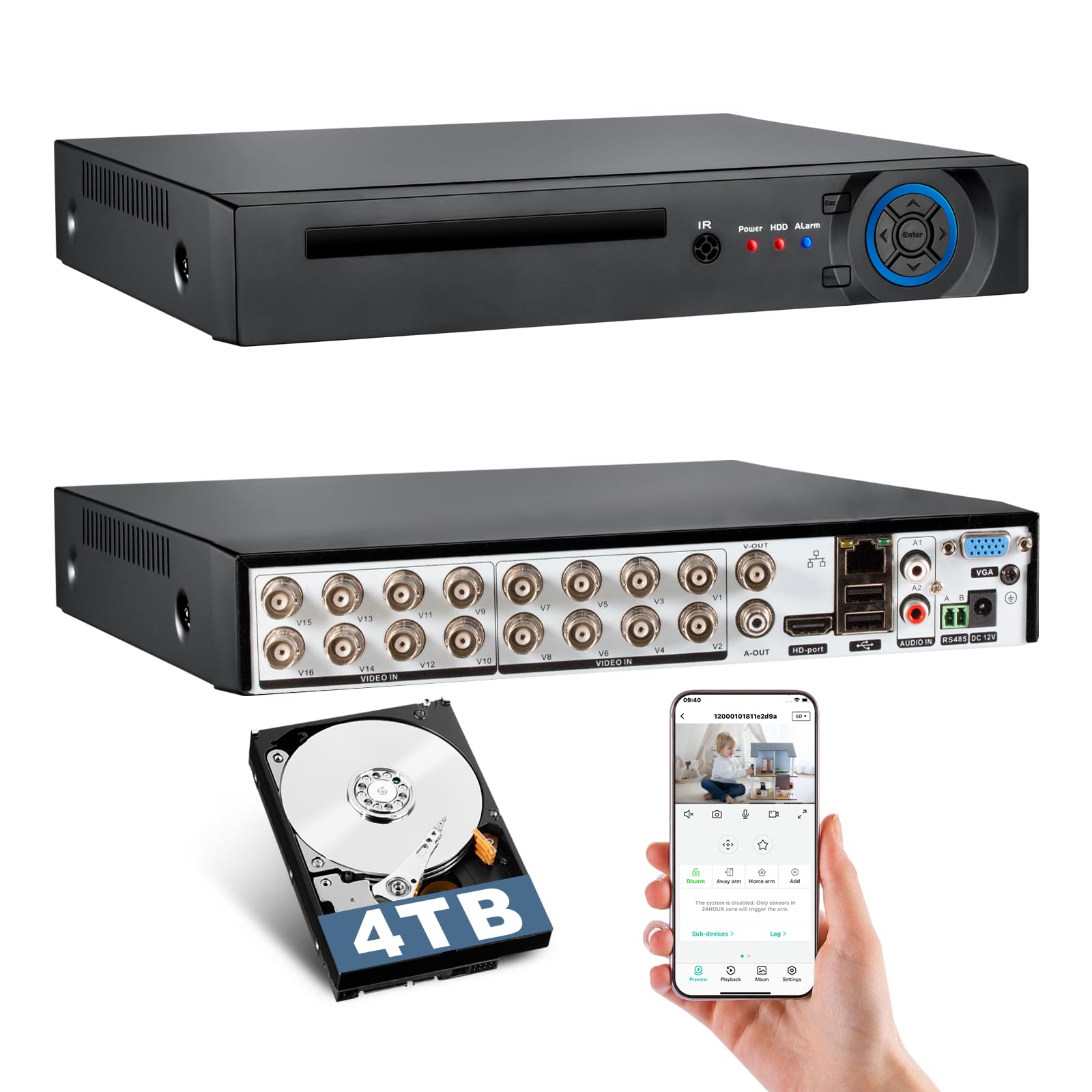 Photo 1 of KERUI 16 Channel Security Recorder DVR for Security Camera, 16CH Surveillance Video Recorder,5MP Hybrid 6-in-1 Camera DVR AHD/TVI/CVI/CVBS/IP XVI with Human Detection,24/7 Recording(with 4TB HDD)