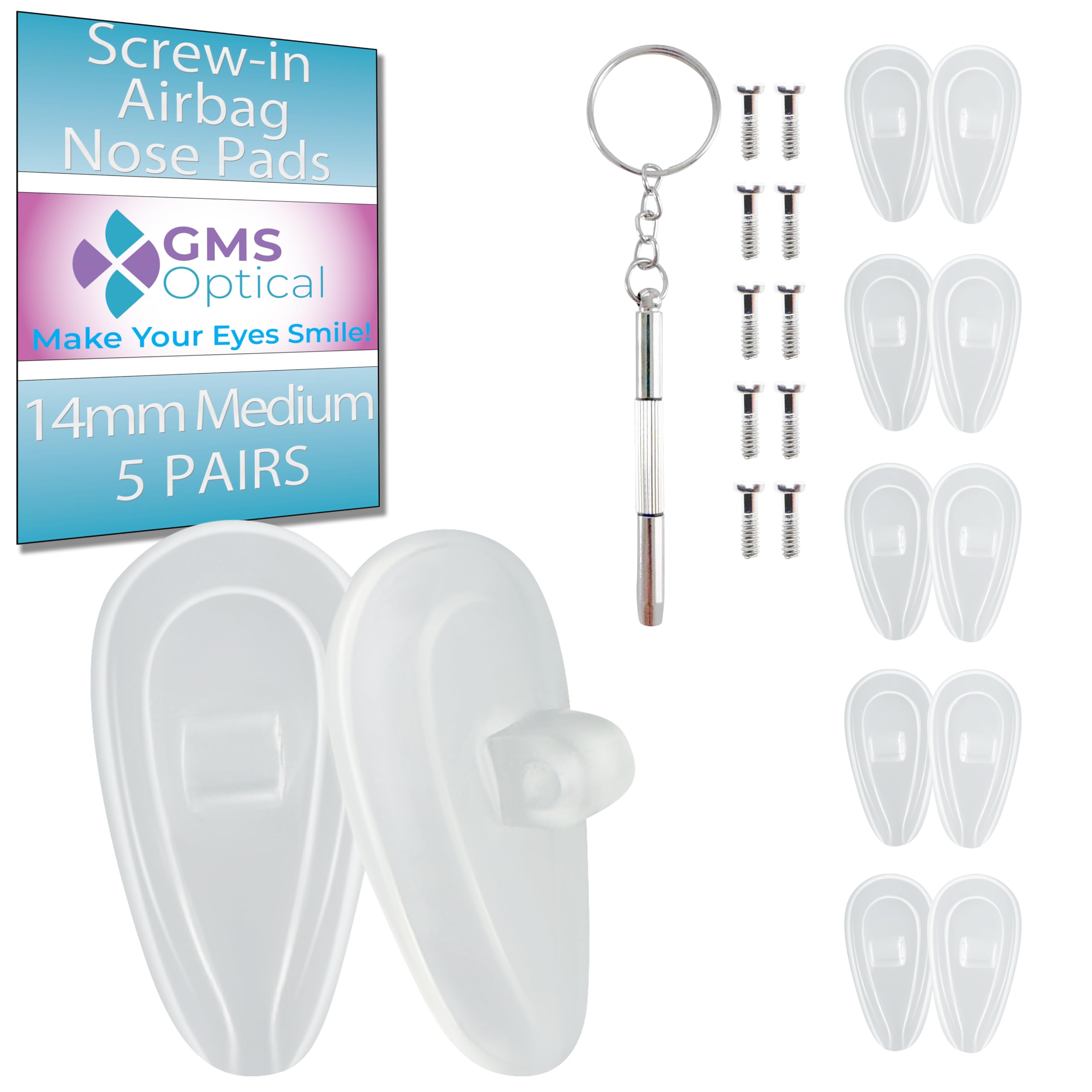 5 Pairs Very Soft Air Chamber Silicone Screw in Nose Pads Nosepads for Sensitive Skin