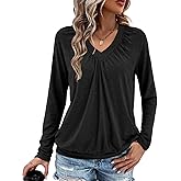 Long Sleeve Shirts for Women V Neck Casual Tops Women Long Sleeve Tops Basic T Shirts Outfits Womens Clothes 2025