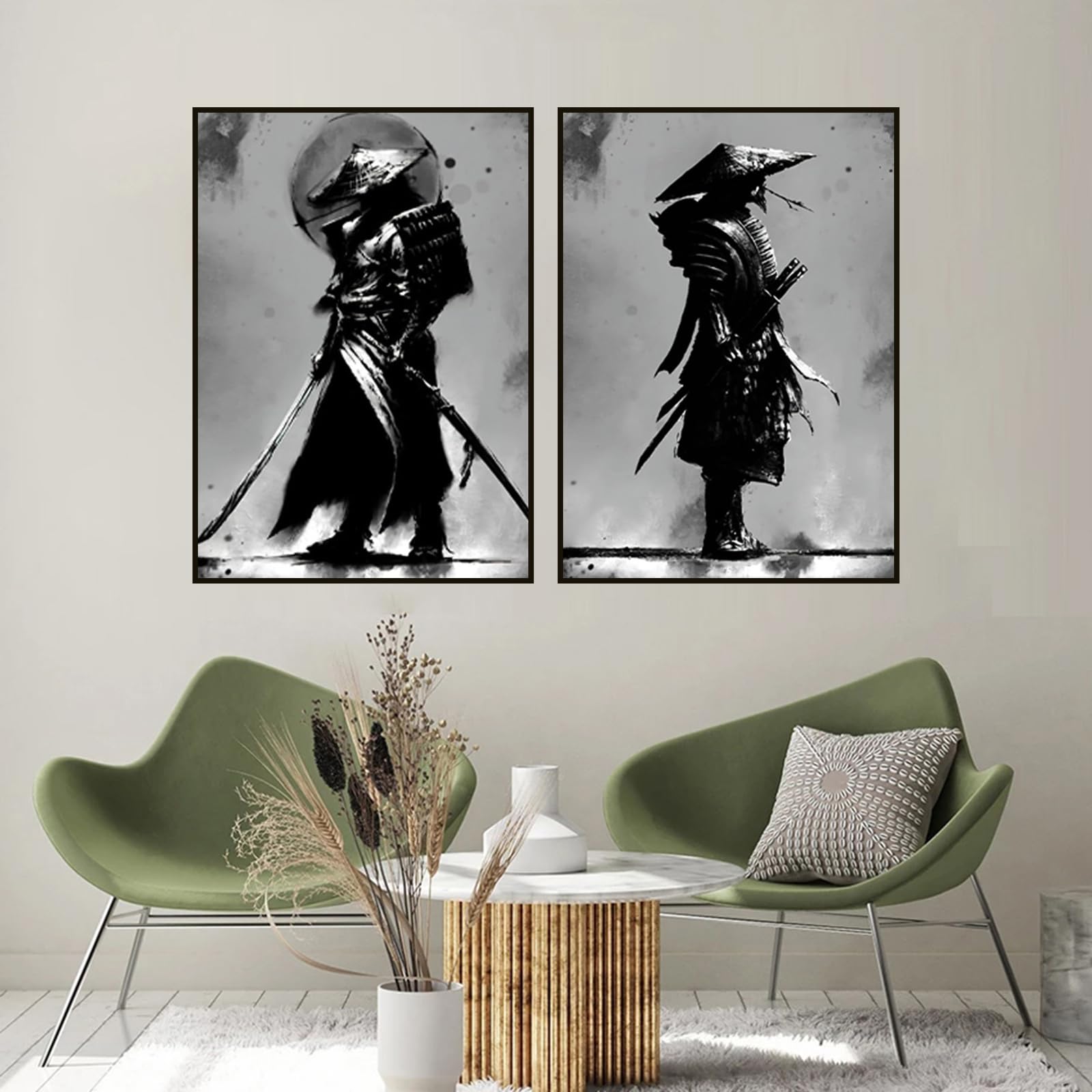 UGZDEA Japanese Samurai Canvas Pictures, Japanese Bushido Art Portrait Poster Modern Living Room Bedroom Decoration Poster Painting No Framed(C,2x40x60cm)