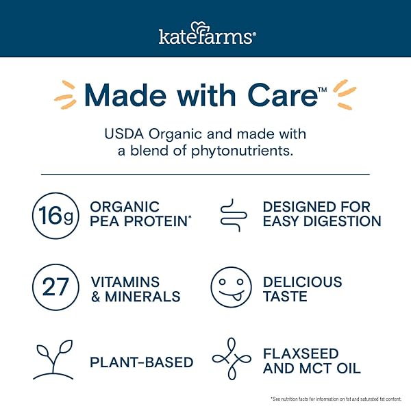 KATE FARMS ORGANIC NUTRITION SHAKE, STRAWBERRY, 16G PROTEIN, 27 VITAMINS AND MINERALS, MEAL REPLACEMENT, 11 OZ (12 PACK)