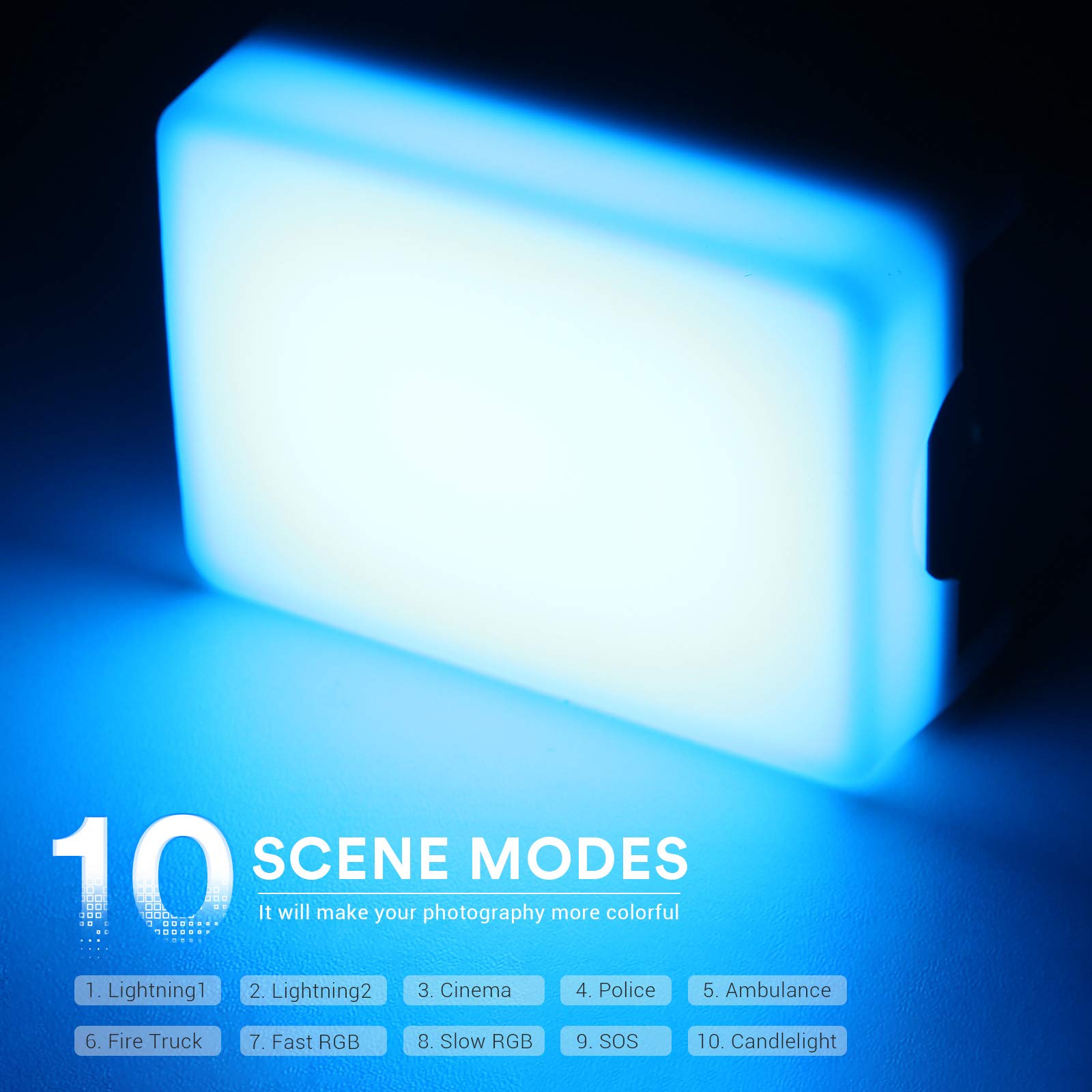 INSSTRO C2 Mini RGB LED Video Light, 0-360 Full Color RGB Light with Diffuser for Camera Camcorder, Rechargeable Pocket Size Video Light with 2500k-8500k Color Range, Support CCT/HSI/RGB & SECEN MODE