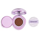 Revolution Superdewy Cushion Foundation, Dark Neutral Cool | Buildable Coverage, Hydrating for Mature Skin, Radiant Finish with Peptides, Vegan &amp; Cruelty-Free, 0.32 oz