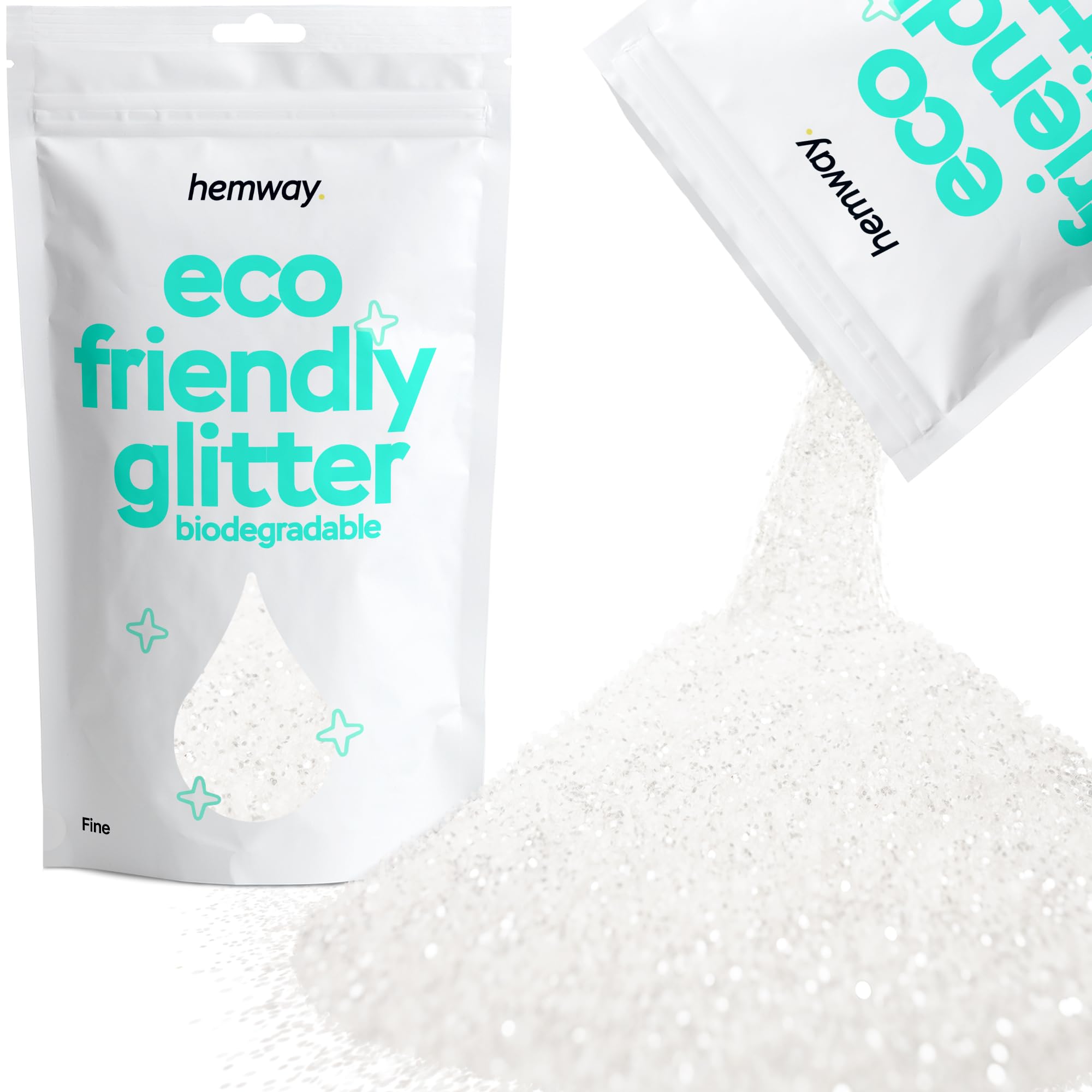 Eco Friendly Biodegradable Glitter | White Iridescent - Fine 100g, Plant Based, Biodegradable Glitter for Craft, Face, Hair, Nail, Body and Festival - Hemway — image 1
