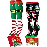 HAPPYPOP Christmas Knee High Socks - Gift Ideas for Holiday, Xmas Stocking Stuffer for Adult