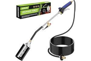 DORLOTI Propane Torch Weed Burner Kit,High Output 2,100,000 BTU Heavy Duty Self Igniter Blow Torch with Turbo Trigger and 10FT Hose,Flamethrower for Weeding,Roofing,Ice Melting