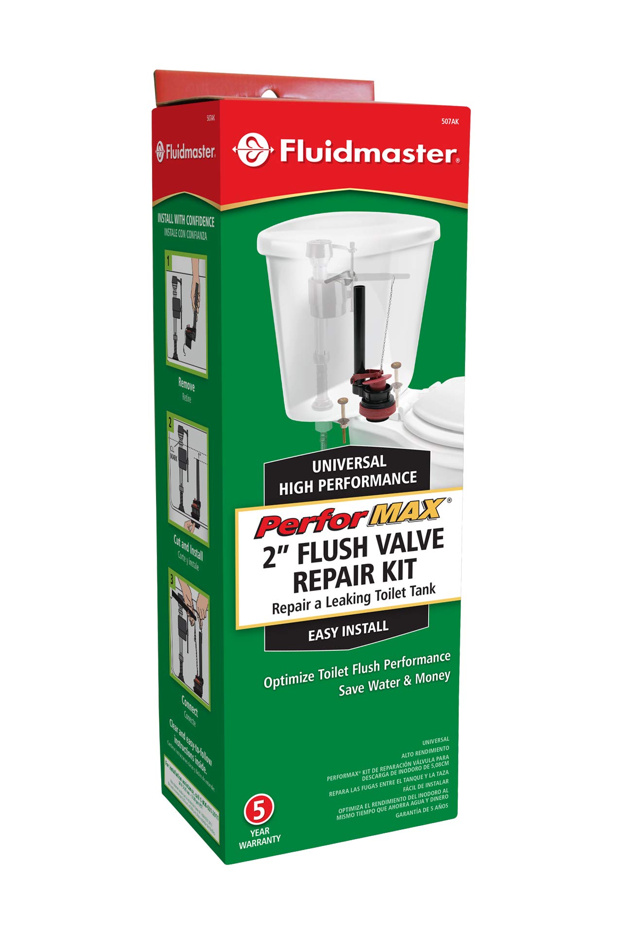 Fluidmaster 507AKP7 2Inch Toilet Flush Valve Repair Kit, with Gasket