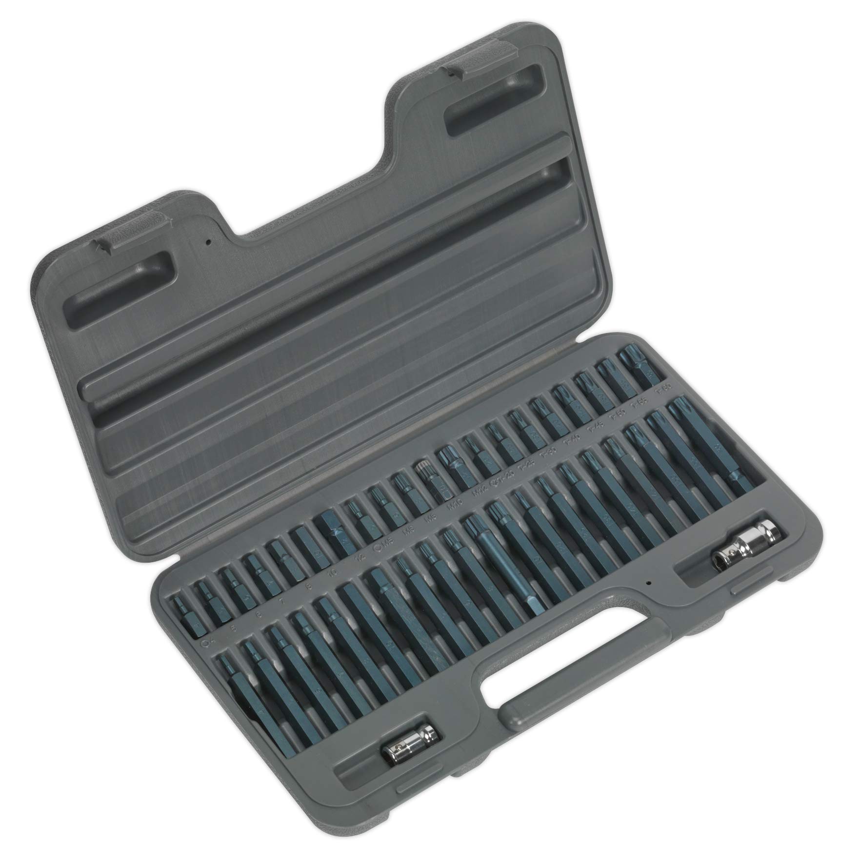 Sealey AK21942 Trx-Star/Spline/Hex Bit Set, 3/8" and 1/2" Square Drive, Grey, 42 Pieces