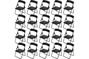 ONEST 20 Pieces Foldable Chair Mini Plastic Chair Action Figure Accessories Phone Holder Stand Doll Chair Dollhouse Decoration Miniature Furniture, Black