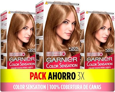 Garnier Color Sensation 3 Box Pack 7.0 Blonde Permanent Dye with Bowl Brush