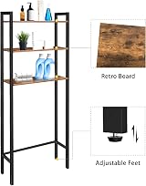 HOOBRO Over Toilet Storage Unit 3-Tier Bathroom Shelves Rustic Brown EBF41TS01 view 8