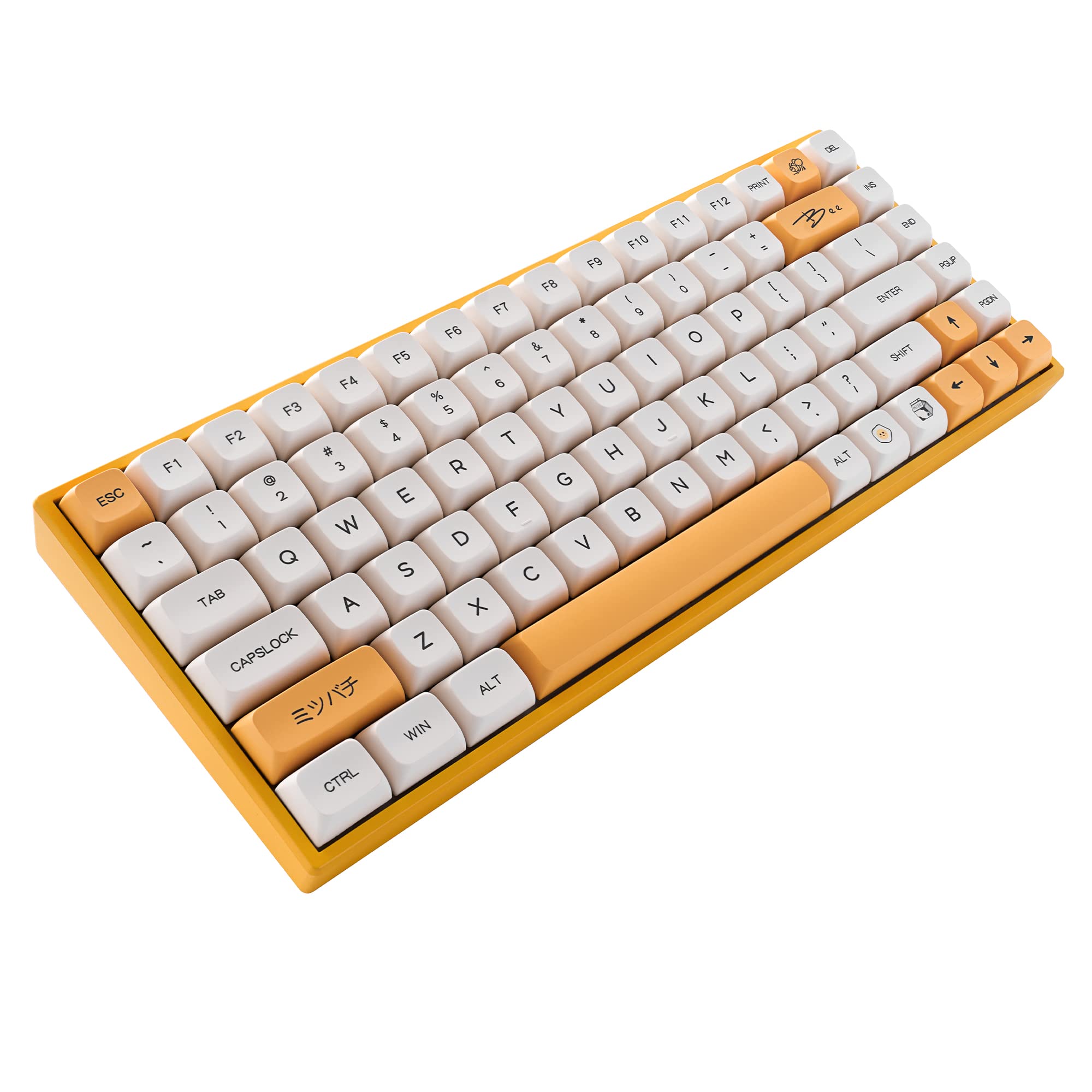 KD84 Hot Swappable 75% Compact Gateron Yellow Switch Keyboard, Bluetooth 5.0/Wireless 2.4G/Wired Type-C Tri-Mode N-Key Rollover RGB Mechanical Gaming Keyboard (Honey Milk XDA Keycaps)