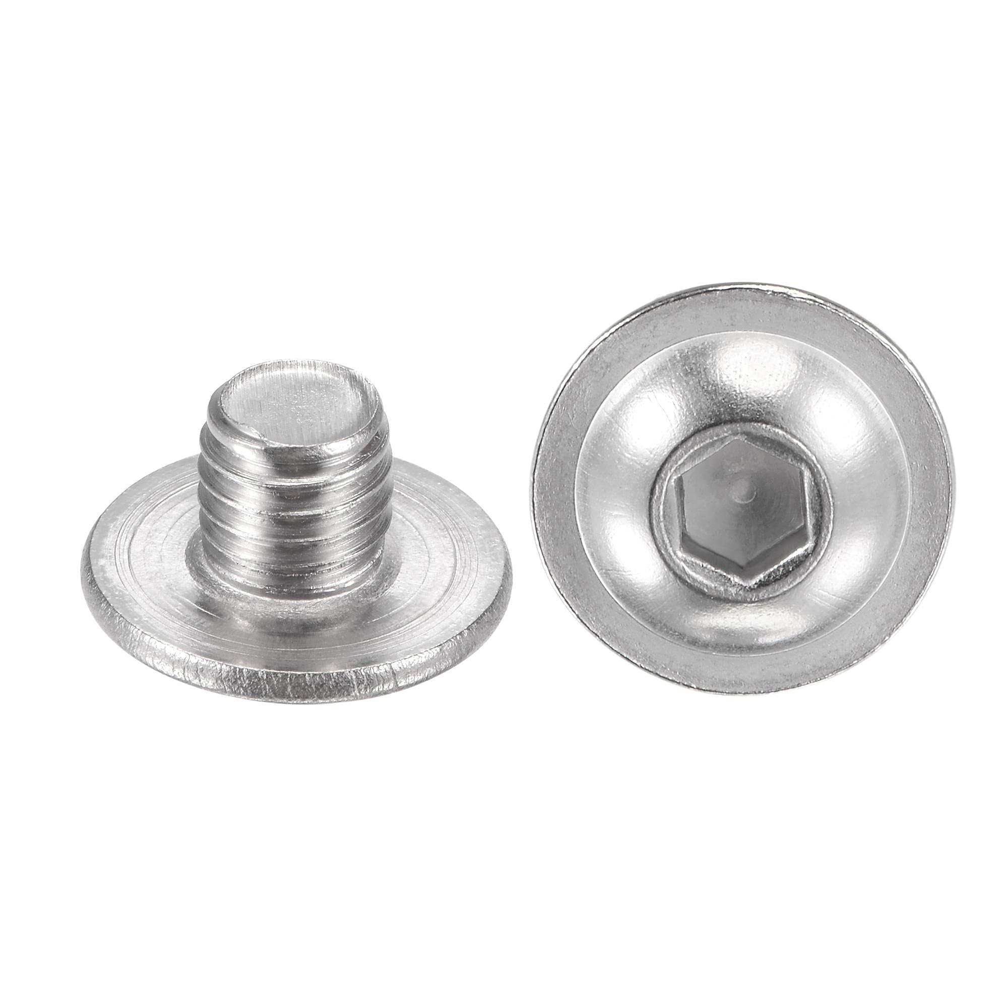 sourcing map Flanged Button Head Socket Cap Screws, M8x8mm Hex Socket Drive Screw, 304 Stainless Steel Fasteners Bolts, Fully Threaded Machine Screw 20Pcs โ image 1
