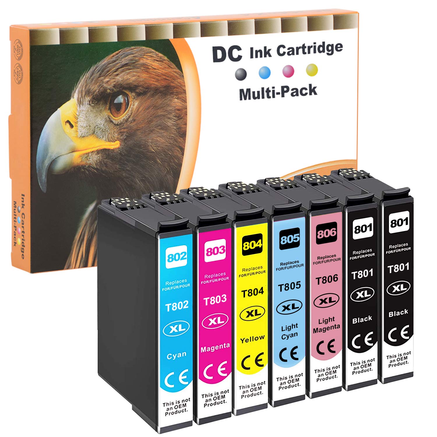 D&C Compatible Ink Cartridge Replacement for Epson T801-T806 for Epson Stylus Photo P50 PX650 PX700W PX710W PX720WD PX800FW PX810FW PX820FWD PX830FWD R265 R285 R360 RX560 RX585 RX685 (7-Pack)