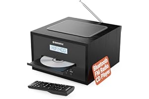 Home Stereo System with CD Player Bluetooth & Radio | 40W FM Radio, Solid Wood Build, 30 Presets, and Alarm | Multi Format Support, CD Player for Home, Compact Music System | Oakcastle Hifi400