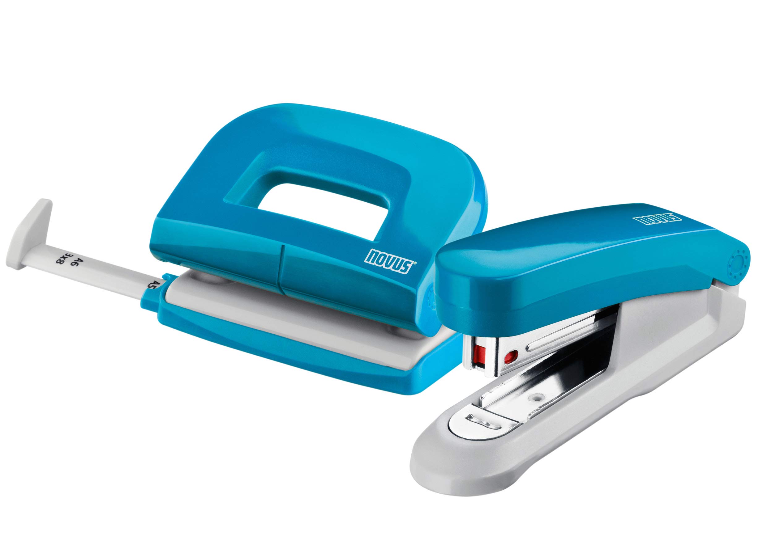 Novus 020-1876 Twin Set Stapler with Punch E 15/E 210 – Desk Set Petrol