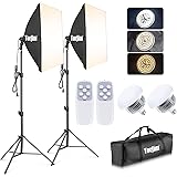 Torjim Softbox Photography Lighting Kit, Professional Photo Studio Lighting with 2x27x27in Soft Box | 2X 85W 3000-7500K E26 L