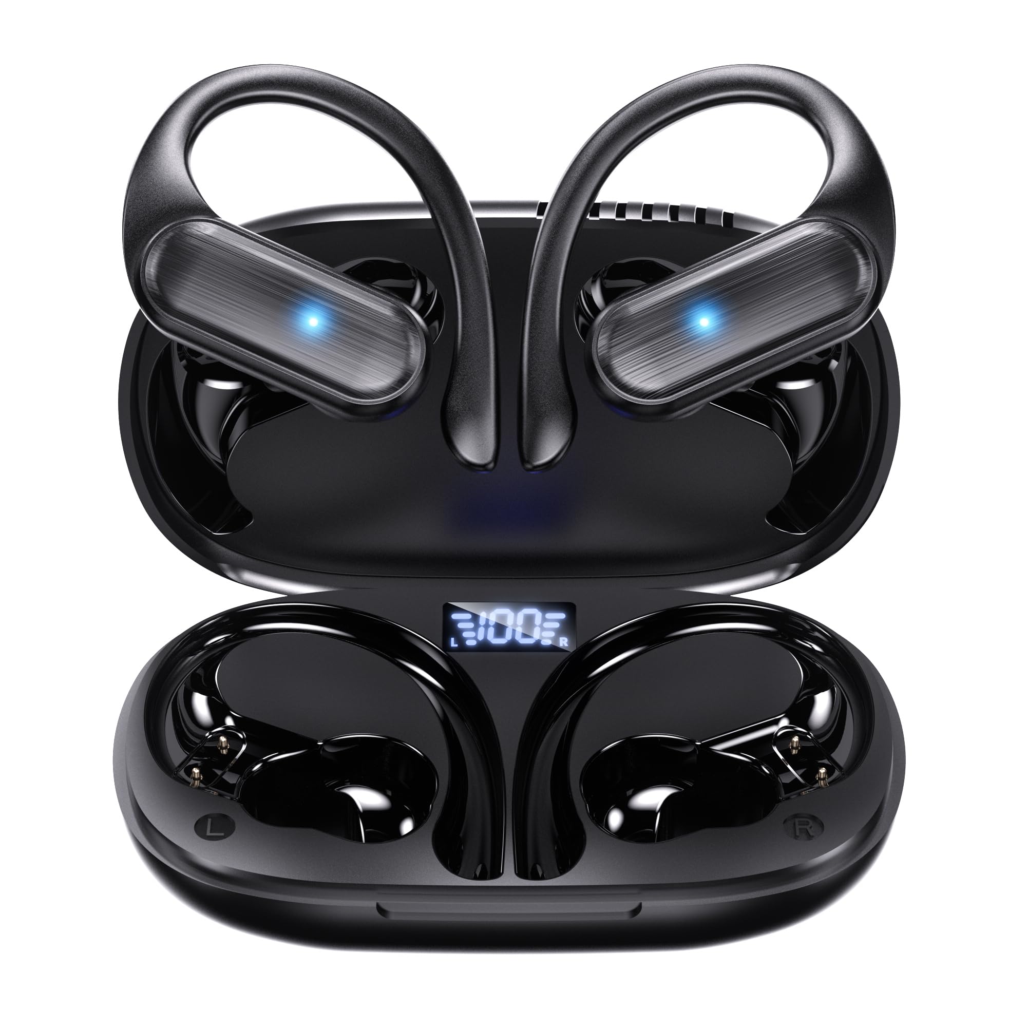 Photo 1 of AEYHKFES-US Wireless Earbuds,Bluetooth Headphones 80hrs Play Back Sport Earphones with LED Display Over-Ear Buds with Earhooks Built-in Mic IPX7 Waterproof Headset for Workout Grey (Upgrade Black)