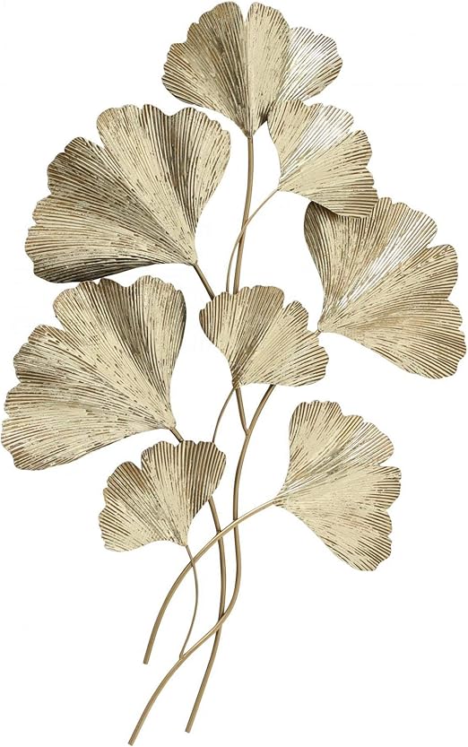Casajame 3d Wanddeko Metall Wandobjekt Gold Dekoration Ginkgo Wandskulptur Blatter 95x61x5cm Amazon De Kuche Haushalt