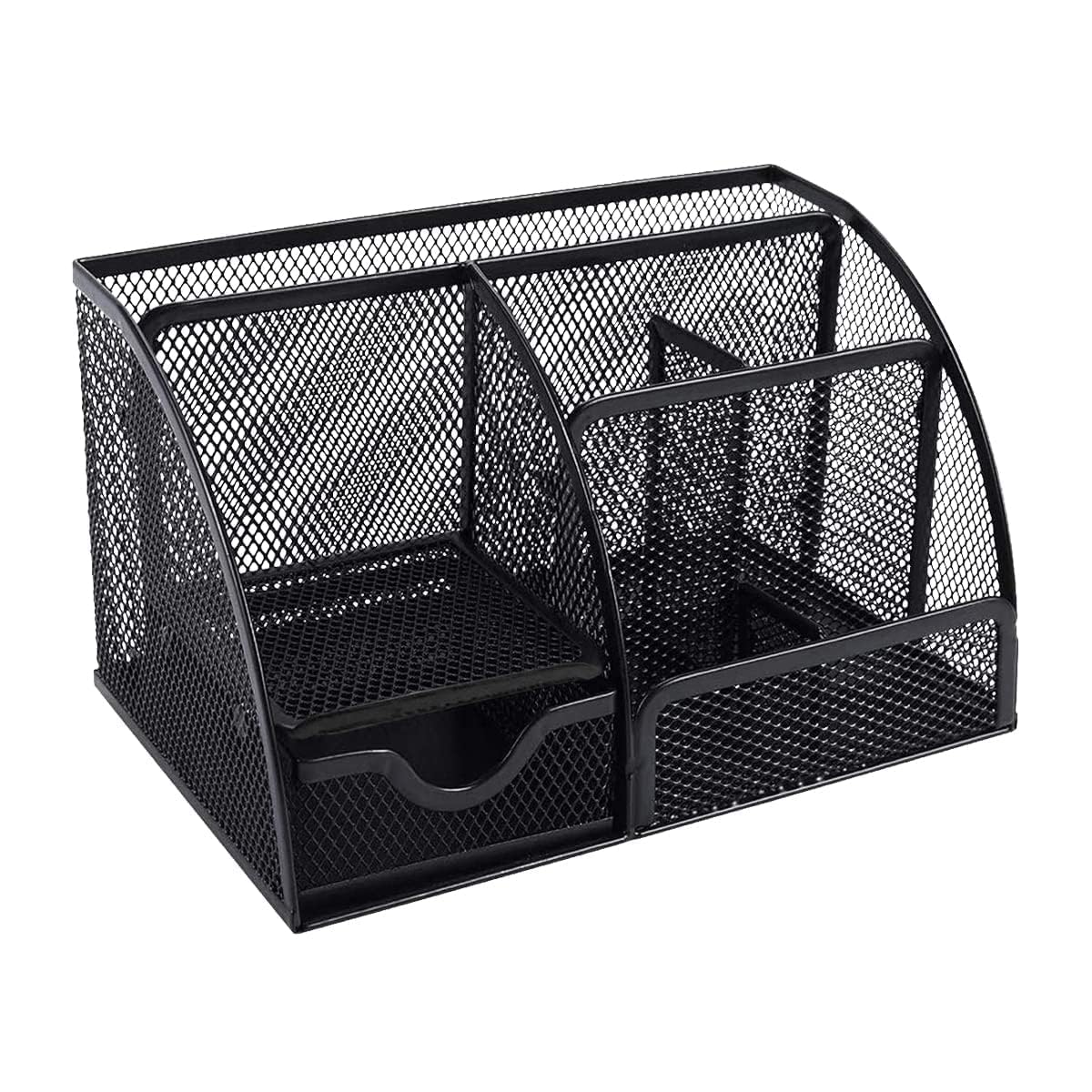 Sinxioer Black Mesh desk organiser, Stationary organiser with Pen Holder for desk,6 Sorting Compartments for Pens, Pen Holder,