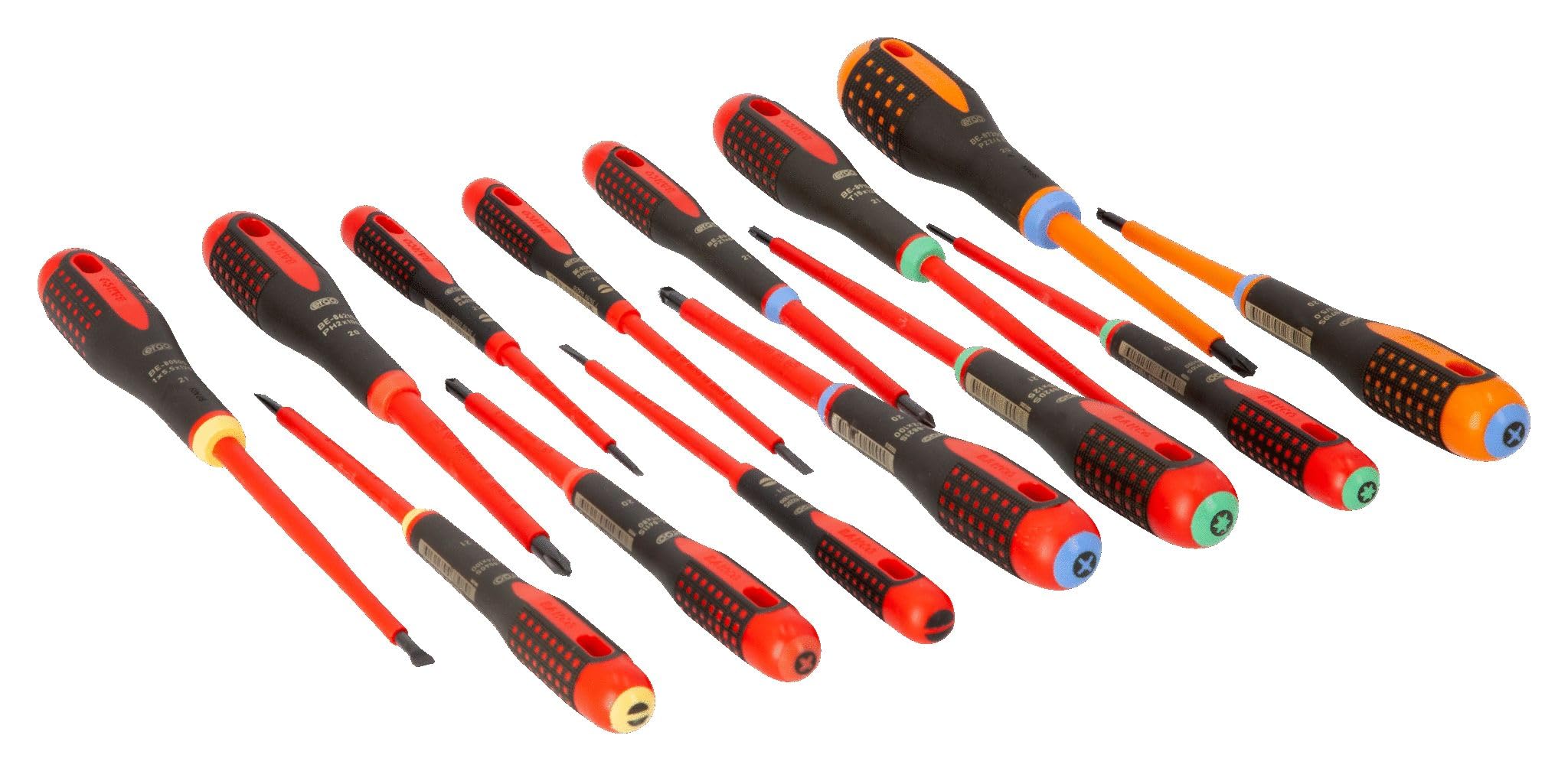 Bahco BE-9876S Ergo™ 14 Piece VDE Insulated Slotted, Phillips, Pozi, Torx & Combi PZ Screwdriver Set