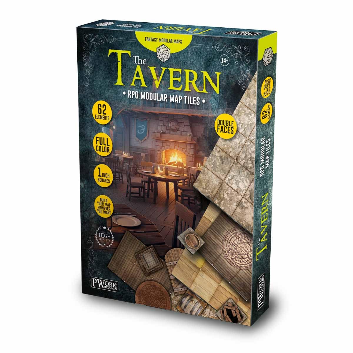 PWORK WARGAMES The Tavern - RPG Modular Map Tiles - Double Face Cardboard Tiles