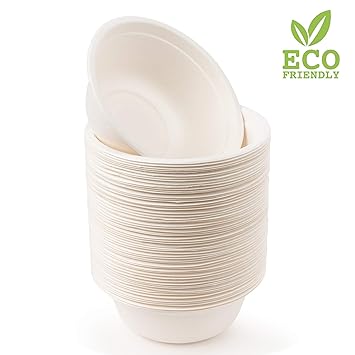 60 Cuencos de Papel de Caña de Azúcar Desechables, 500ml ...
