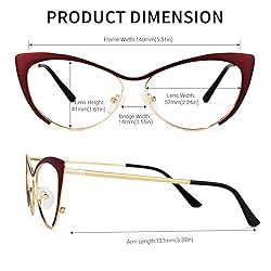 Zeelool Women's Oversized Stylish Metal Browline