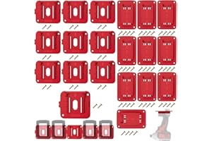 20 Pack Wall Mount Battery Holders and Tool Hangers for Milwaukee 18V Power Tools, 10 Pack Battery Mounts Dock Rack Fit for 1
