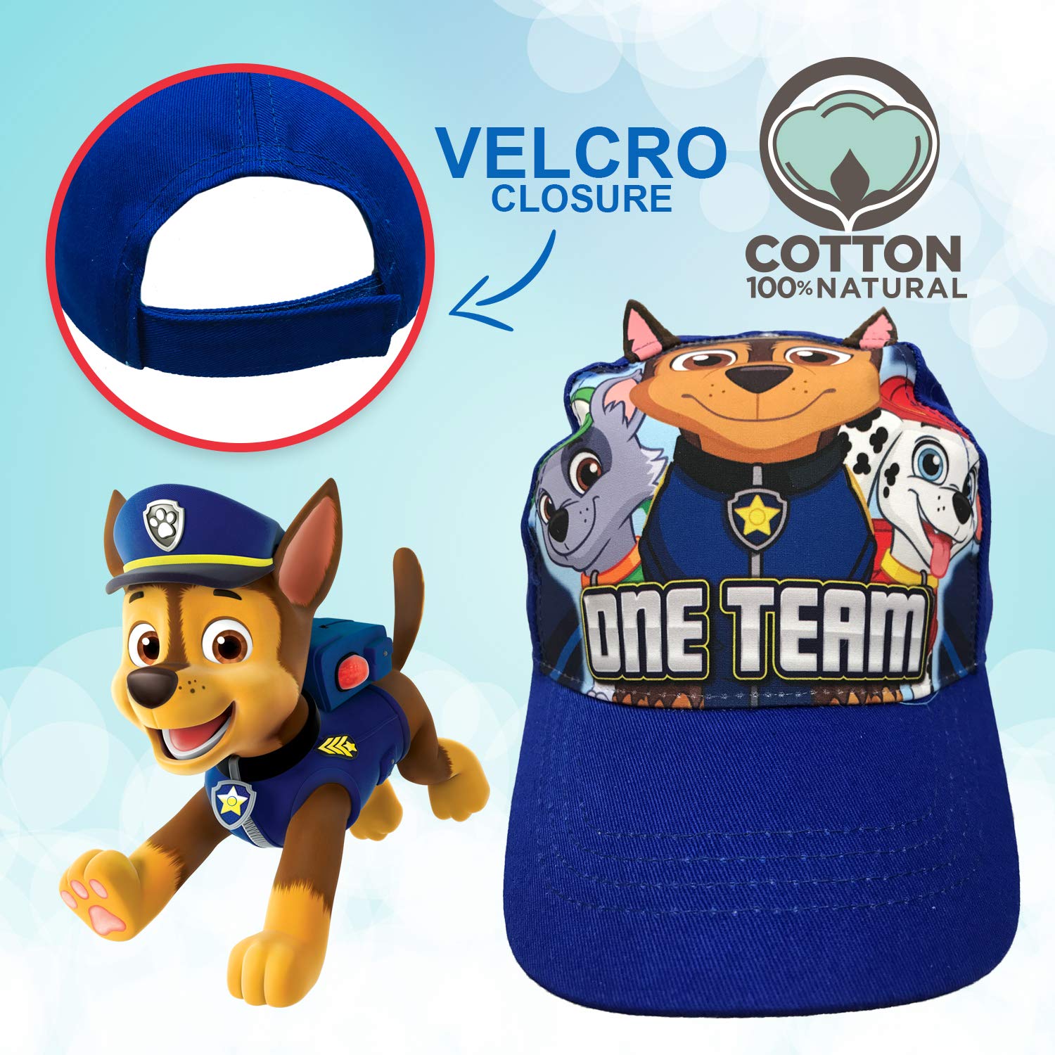 Kids Hat for Toddler Or Little Boys Age 2-7, Paw Patrol Baseball Cap (Toddler Age 2-4, One Team)