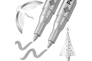ZENO 2 Silver Paint Pens – Oil-Based Permanent Markers, Metallic Silver Ink, 0.7mm Extra Fine Tip for Rock, Glass, Fabric, Pl