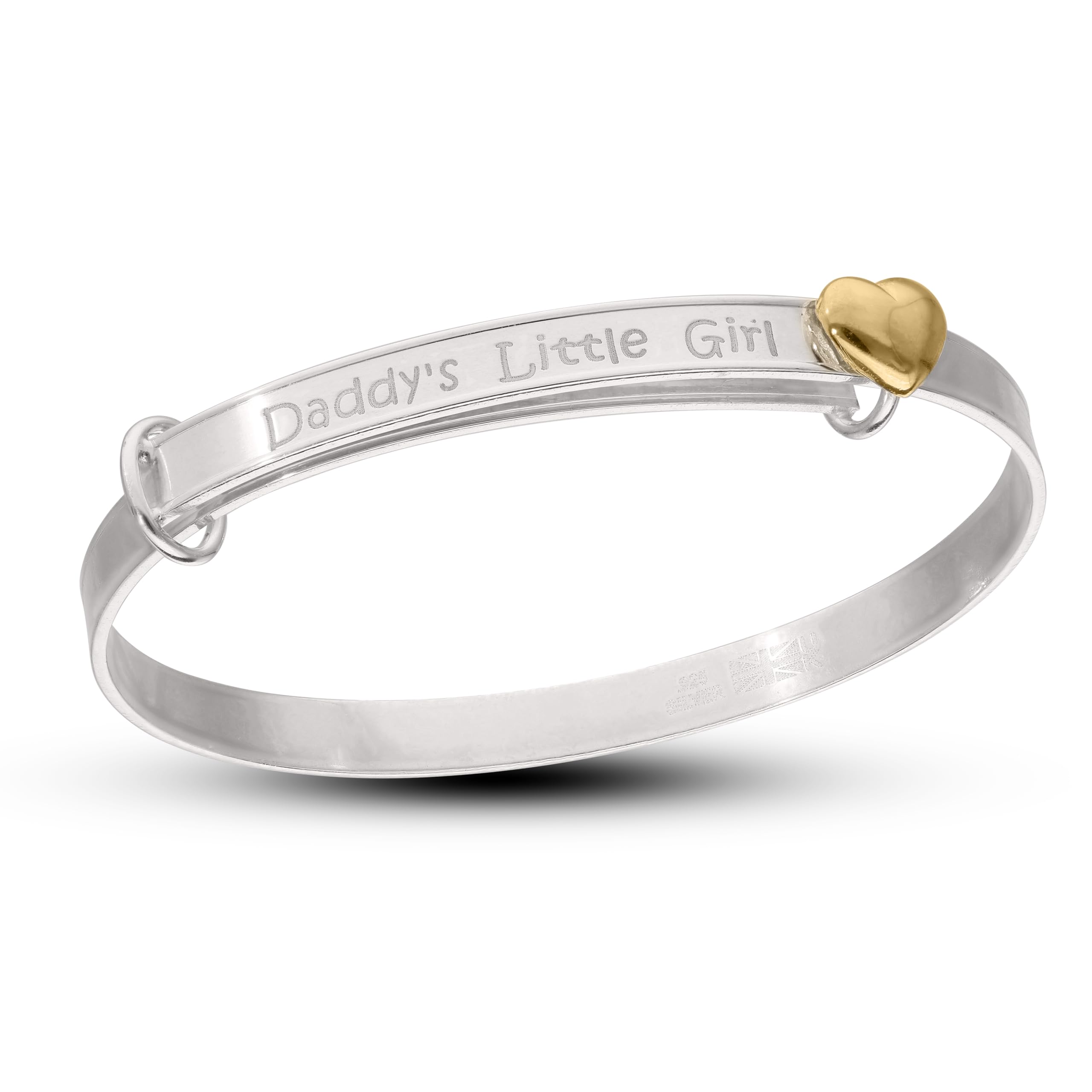 Dolce Valentina - Daddy's Little Girl Baby Bracelet - Little Princess - Sterling Silver Expandable Bangle with Gold Plated Heart, Newborn Baby Gifts & Baptism Gifts for Girls (0-2 Years)