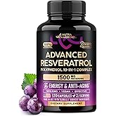 Resveratrol + Berberine, Quercetin, ACV, Acai &amp; Noni Supplement - 120 Caps | 19in1 Organic Polyphenol Resveratrol Supplement - Antioxidant &amp; Heart Health Support - Energy &amp; Anti-Aging - Vegan, NON-GMO