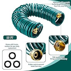 Pangda 25 Ft x 3/8'' Coil Garden Hose EVA Recoil