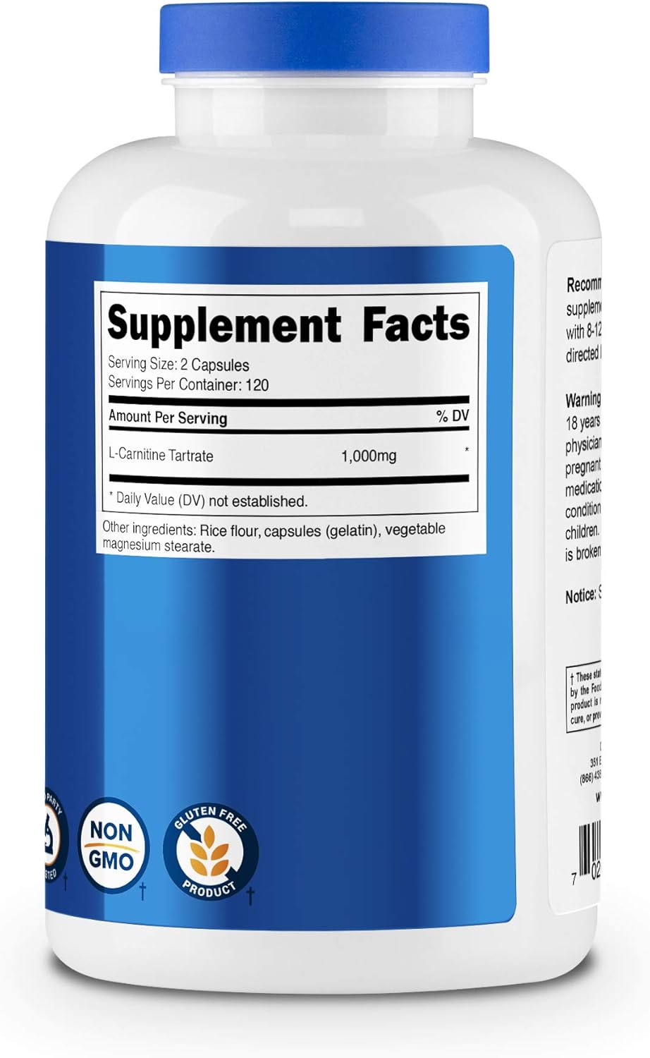 Nutricost L-Carnitine Tartrate 500mg, 240 Capsules - 1000mg Per Serving: Health & Personal Care