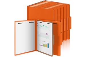Skyygemm 12 Pcs Classification Folders Letter Size, 1 Divider Pressboard File Folder with Fasteners, Expanding File Organizer Bulk for School Teachers, Office Employee, Coworker, Staff (Orange)