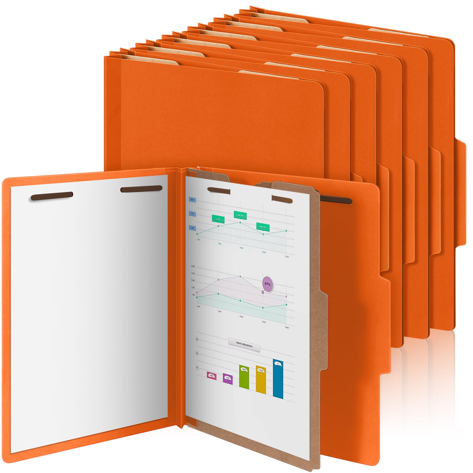 Photo 1 of Skyygemm 12 Pcs Classification Folders Letter Size, 1 Divider Pressboard File Folder with Fasteners, Expanding File Organizer Bulk for Teachers, Clergy, Office, Church, Christmas Donations (Orange)
