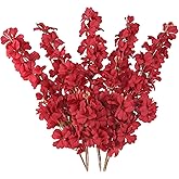 IPOPU Red Delphinium Artificial Flowers 5 Pcs Larkspur Tall Fake Flowers 39.76” for Tall Vase Wedding Party Aisle DIY Bridal Bouquet Arrangement Living Room Home Decor