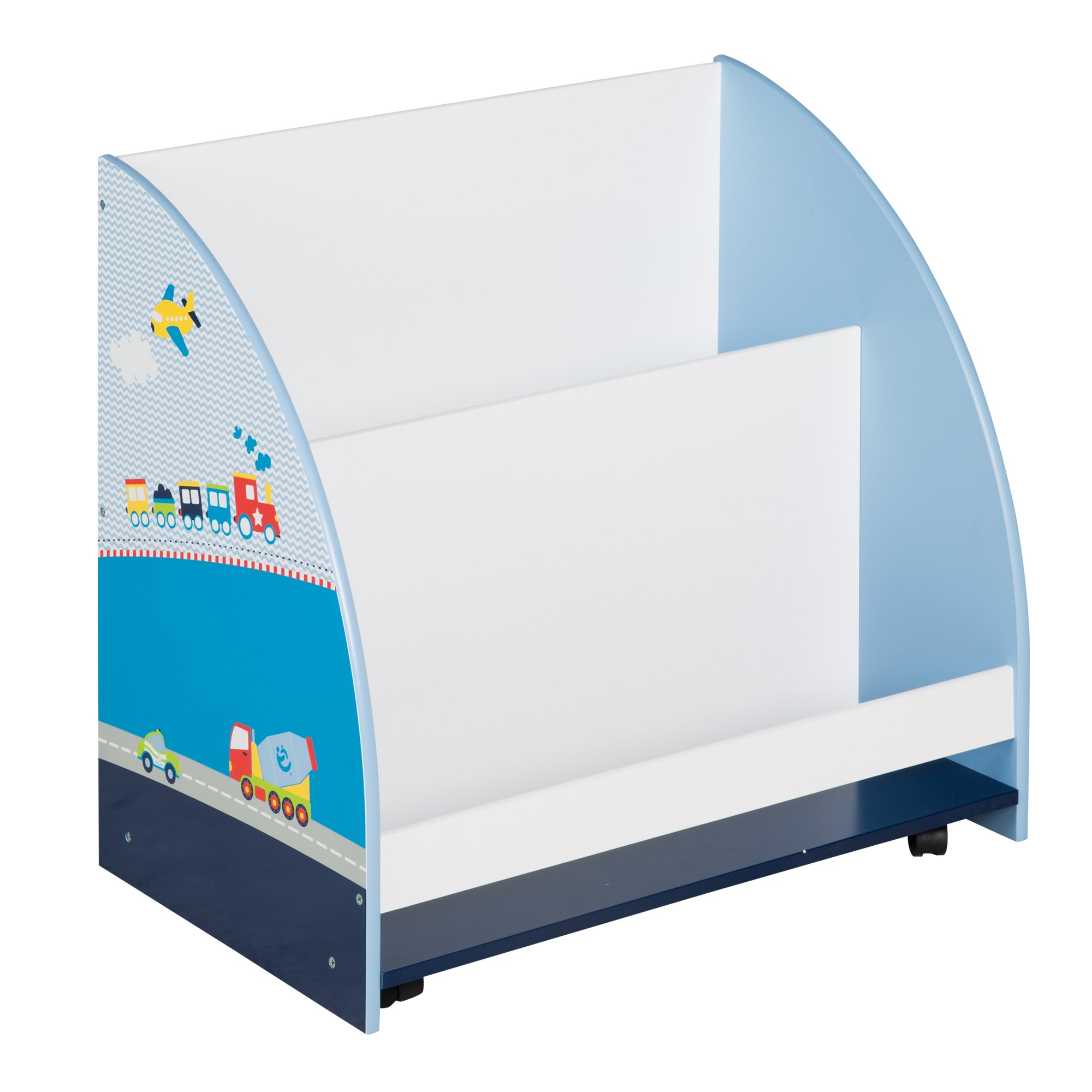 roba Children's Shelf 'Racer', Toy & Book Shelf for The Children's Room, Rolling & Rotating Toy Shelf with Wheels, Blue