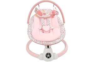 UUOEEBB Baby Swing for Infants, Electric Baby Swing with Bluetooth, Portable Infant Swing with 5 Speeds, 10 Lullabies, 5-Point Harness & Remote Control, for Newborns Infants Indoor Outdoor Use (Pink)
