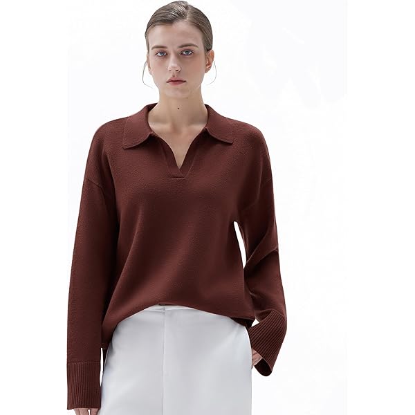 ZESICA Women's 2025 Fall Winter Sweaters Lapel V Neck Long Sleeve