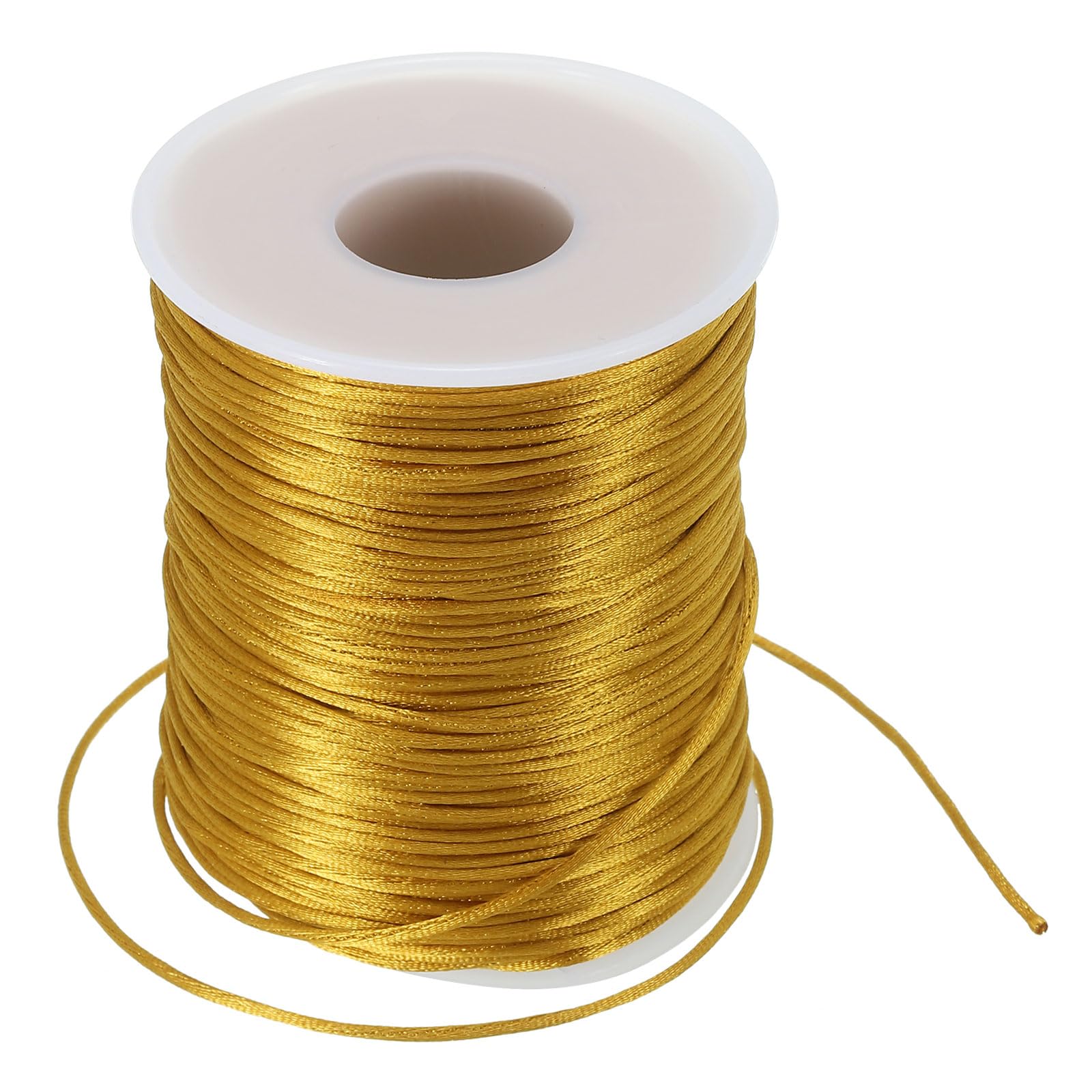PATIKIL 1.5mm x 109 Yard Nylon Satin Cord, Nylon Beading String Knotting Cord Chain Braided Rope for Bracelets Jewelry Trim Chinese Knot, Gold