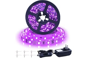 Ontesik 20ft LED Black Light Strip kit, 360 LEDs, 12V Flexible UV Black Light Installation, Family Bedroom, Party Wedding, Halloween, Dark Party, Non-Waterproof