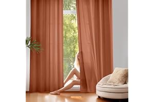 NICETOWN Burnt Orange Sheer Curtains 84 inches Long 2 Panels for Living Room, 52" Wide Grommet Window Drapes for Nursery- Hom