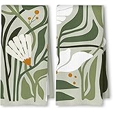 ArtisaEura Abstract Boho Sage Green Floral Kitchen Towels Set of 2, 70s Retro Groovy Boho Botanical Dish Tea Towels for Kitchen Decor, Mid Century Modern Hand Towels for Bathroom Decor, 16x24 Inch