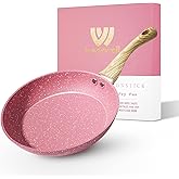 Innerwell 8-Inch Pink Nonstick Egg Pan, PFOA-Free Stone Cookware Skillet, Induction Compatible