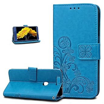 Kompatibel mit Huawei Honor 8 Hülle,Huawei Honor 8 Handyhülle,Prägung Klee Blumen PU Lederhülle Flip Hülle Cover Schale Ständ