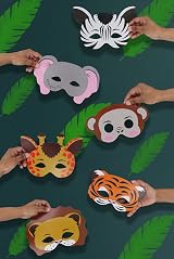 HENBRANDT Jungle Animal Paper Party Masks Pack of 12 For Kids Safari Masks view 3